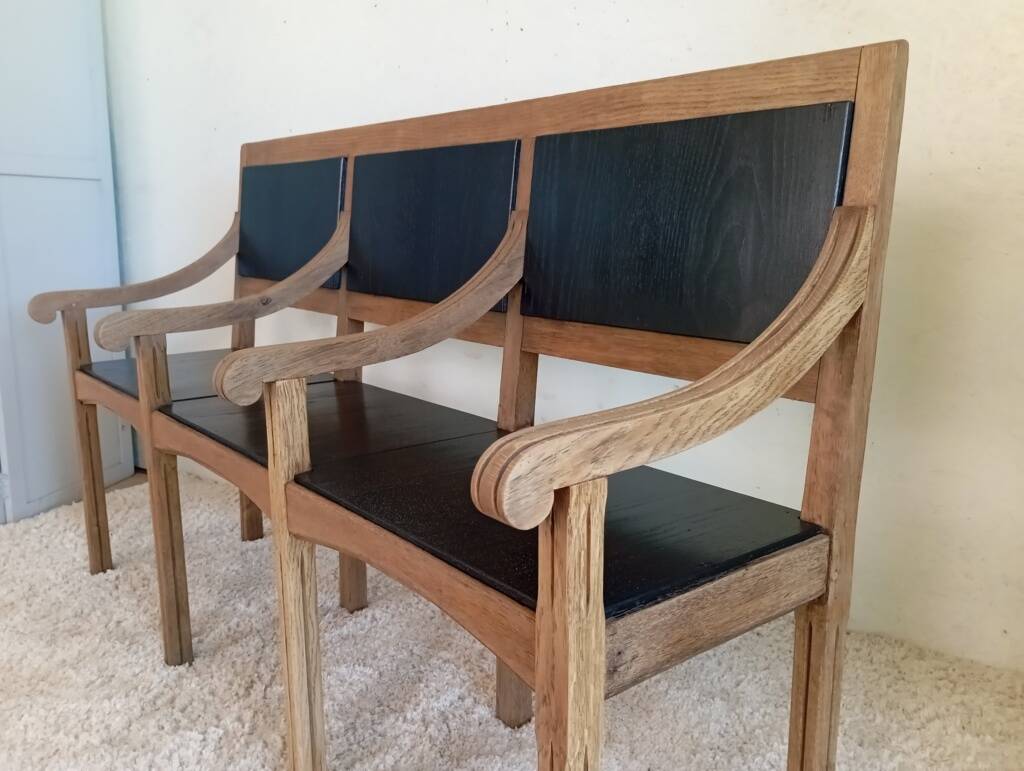 Early 20th-century solid oak bench