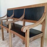Early 20th-century solid oak bench