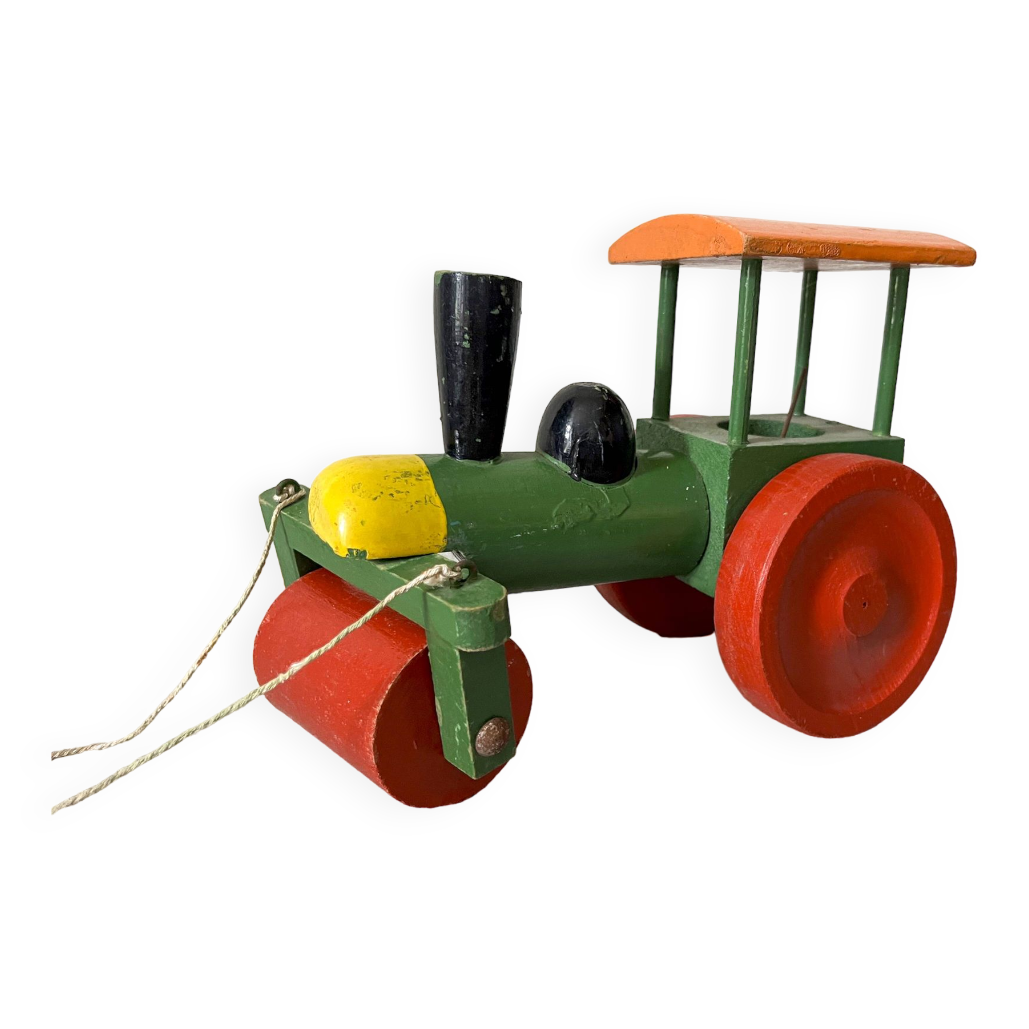 Wooden road roller tractor