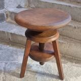Vintage French adjustable beech stool, 1950s