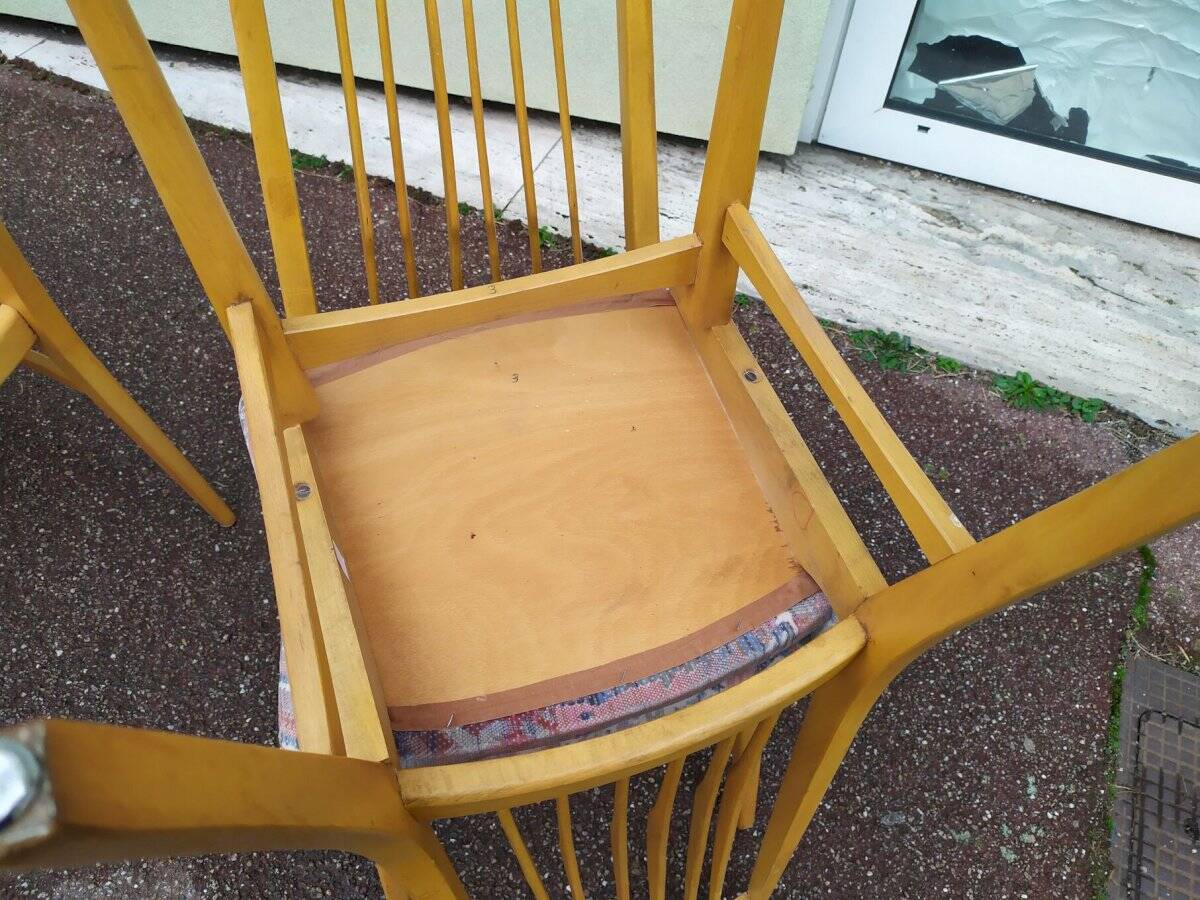Lot de 8 chaises scandinave bois et tissu