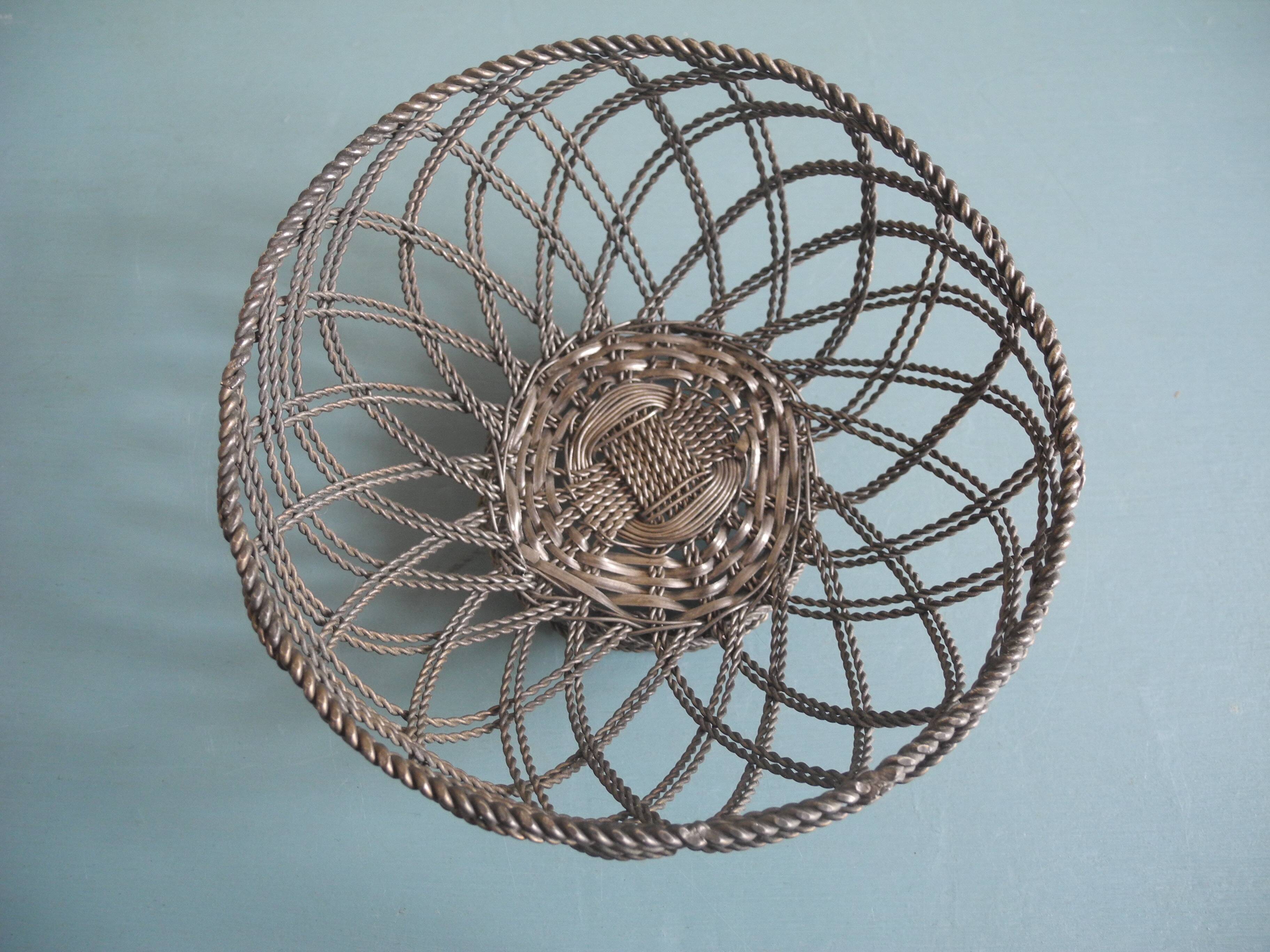 silver-plated metal basket vintage