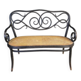 Art nouveau settee no. 2 in bent wood and cane by Thonet Brothers, Austria 1900s