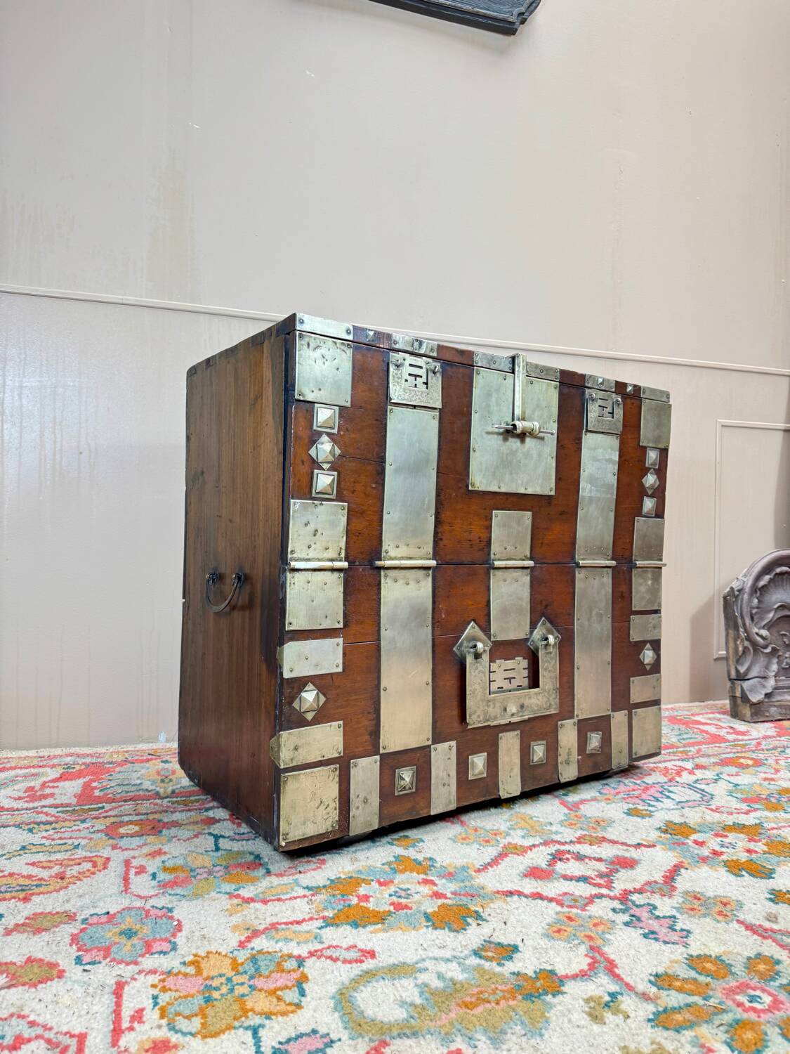 19th Century Korean Wooden and Brass Storage Chest