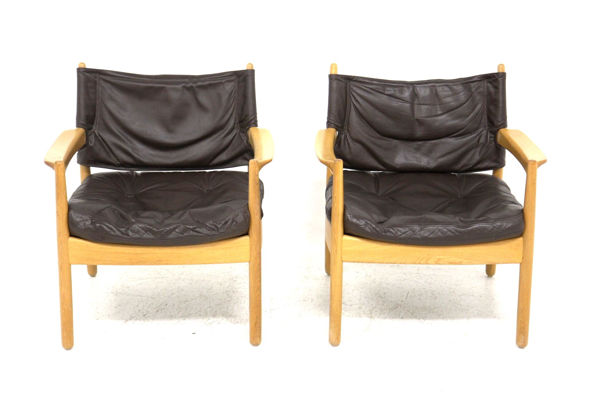 Set of 2 leather armchairs, Sweden, 1960