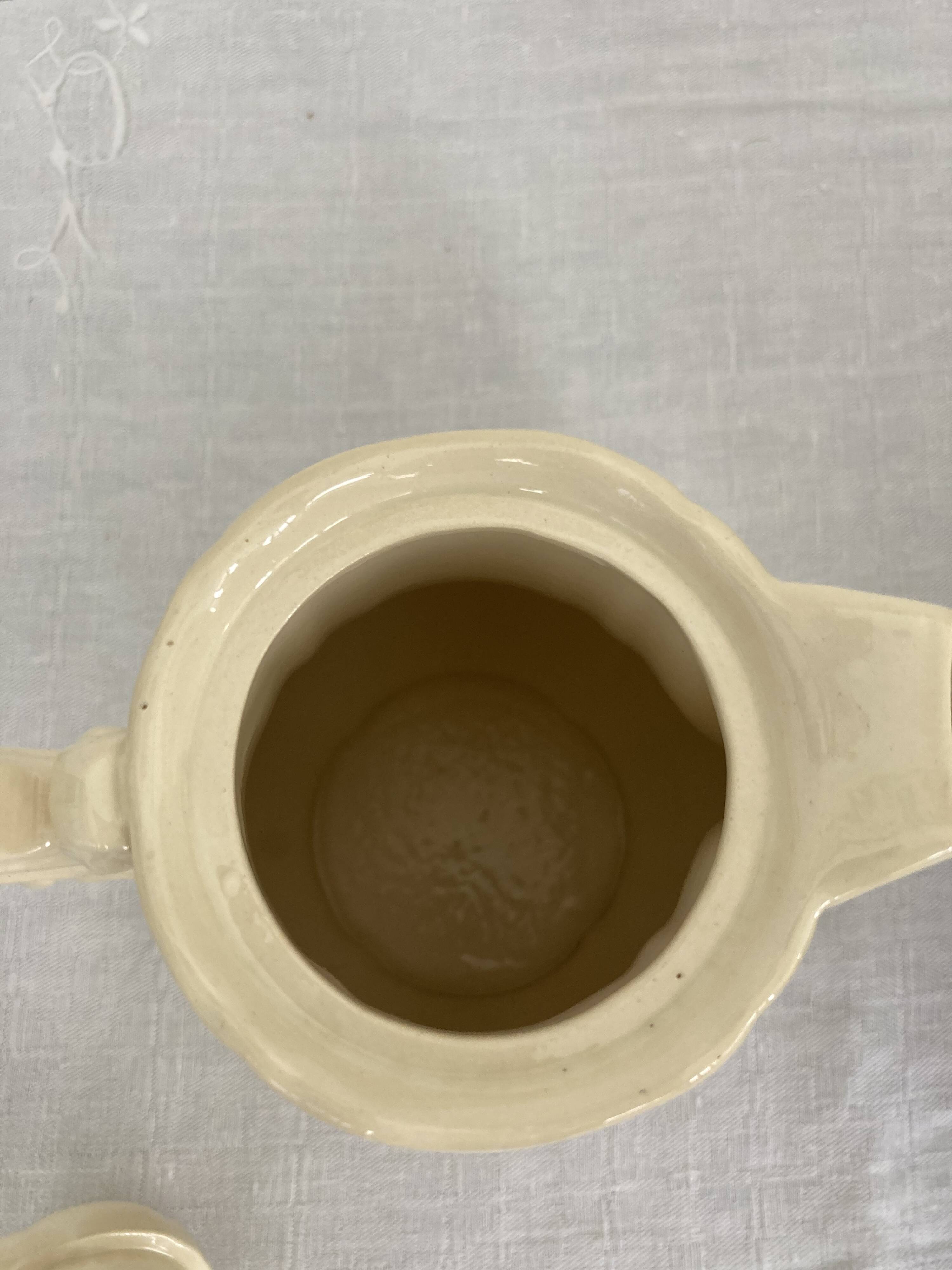 Plain ivory teapot Digoin Sarreguemines