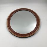 Miroir ovale en bois et décor placage 35x45cm