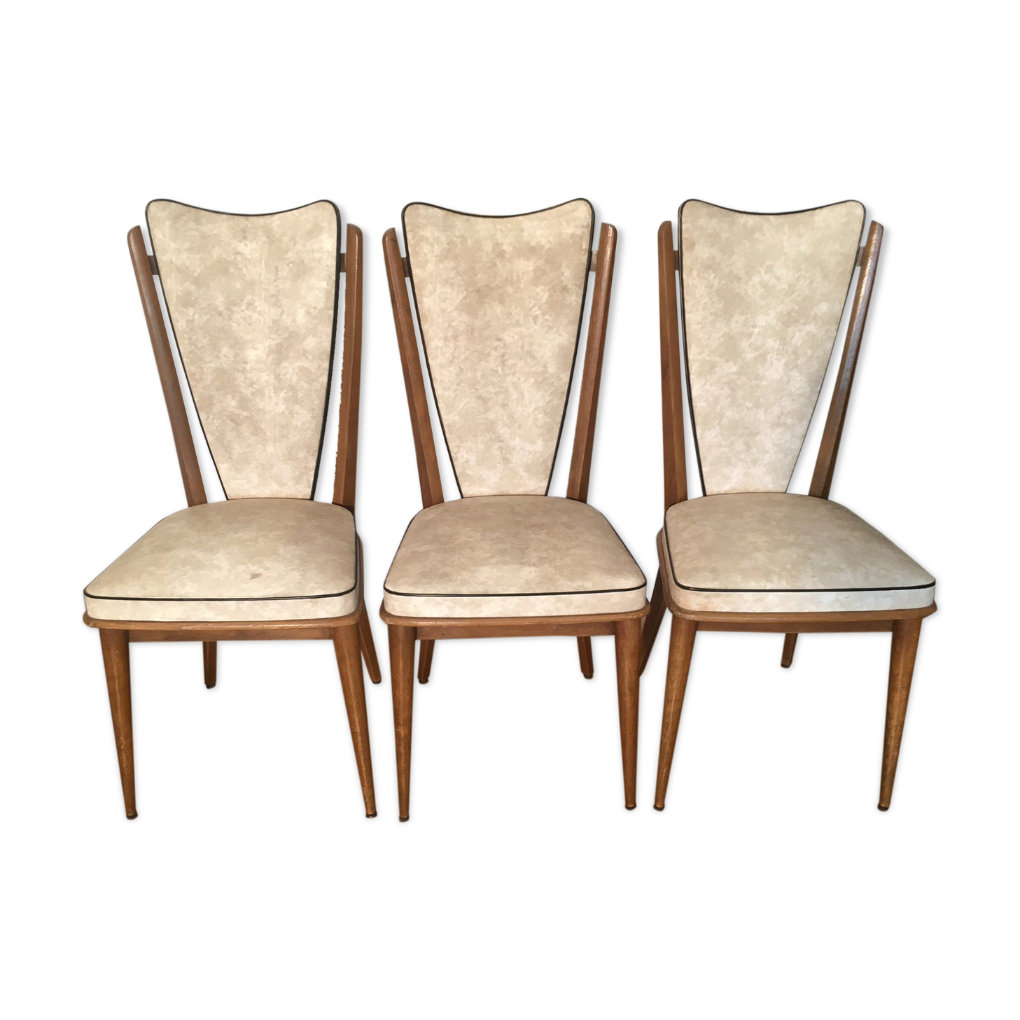Série de 3 chaises époque années 50