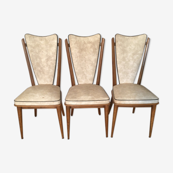 Série de 3 chaises époque années 50