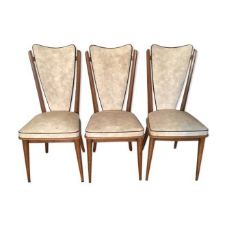 Série de 3 chaises époque années 50
