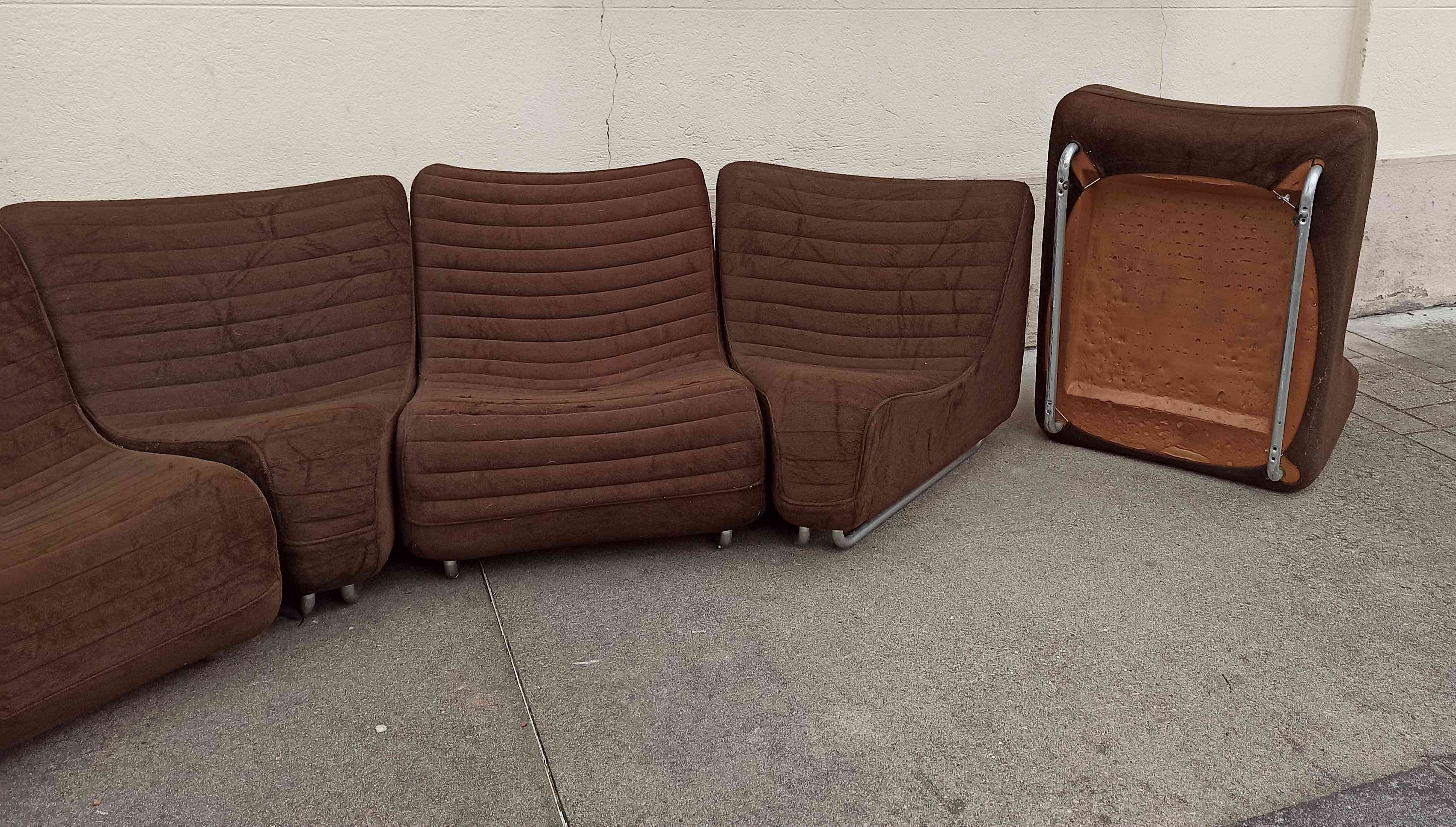 Ensemble de 5 chauffeuses marron Carl-Henrik Spak années 70