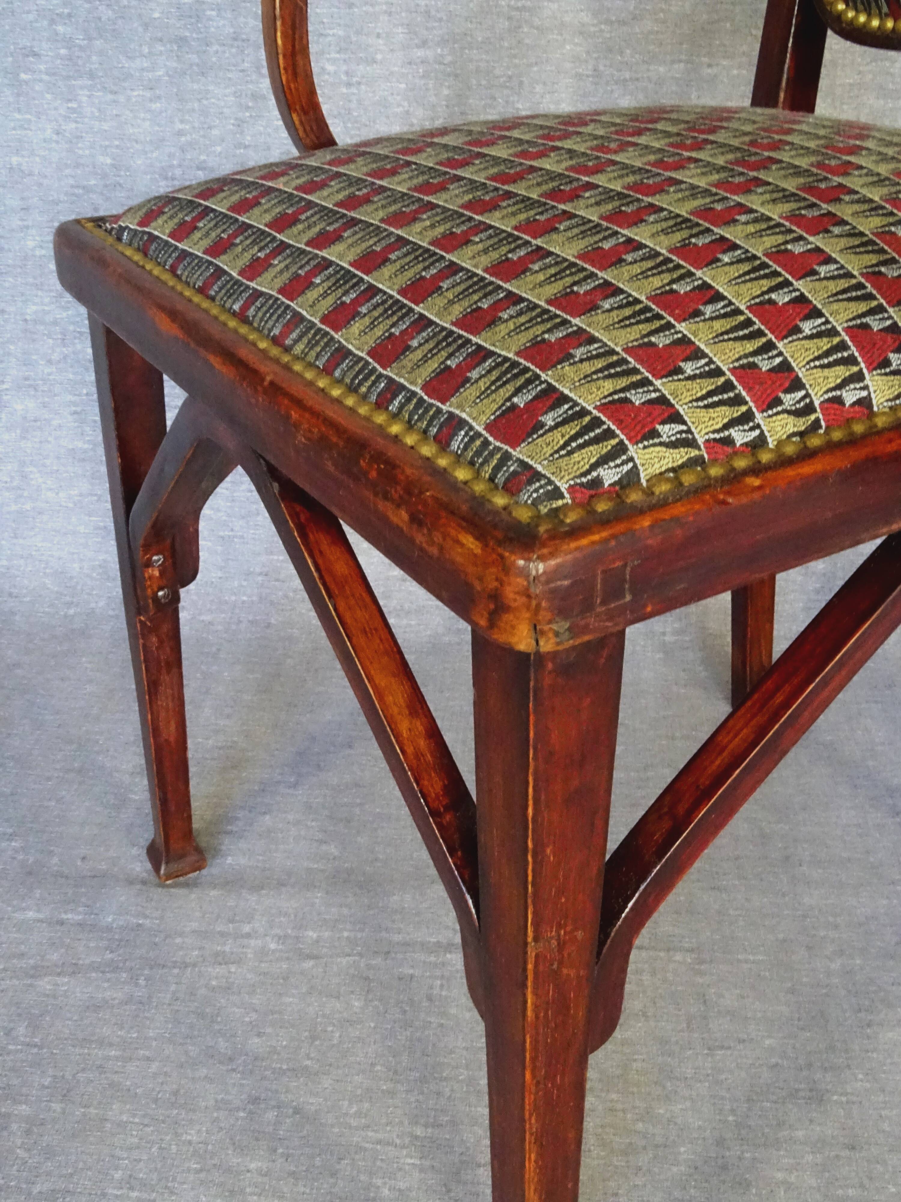 Thonet-Mundus armchair, Viennese Secession around 1915 Hoffmann fabric