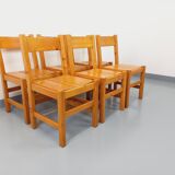 Set of 6 vintage Les Arcs chairs in pine from the 60s 70s