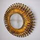Sun wall lamp by ferro arte, metal and gold leaf, Spain, 1960