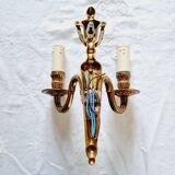 French Empire-style wall sconce or chandelier in bronze with an antique gold patina.