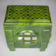 Art deco wood stove, green enamelled wood stove, interior decoration