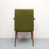 1950s armchair in cherrywood, green fabric