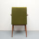 Fauteuil des années 1950 en cerisier, tissu vert