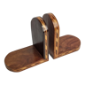 Pair of Art Deco bookends in fruit wood and wood marquetry, from the early twentieth century