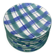 8 green and blue checked dessert plates