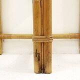 Pair of mid-century italian half-moon bamboo and smoked glass console tables