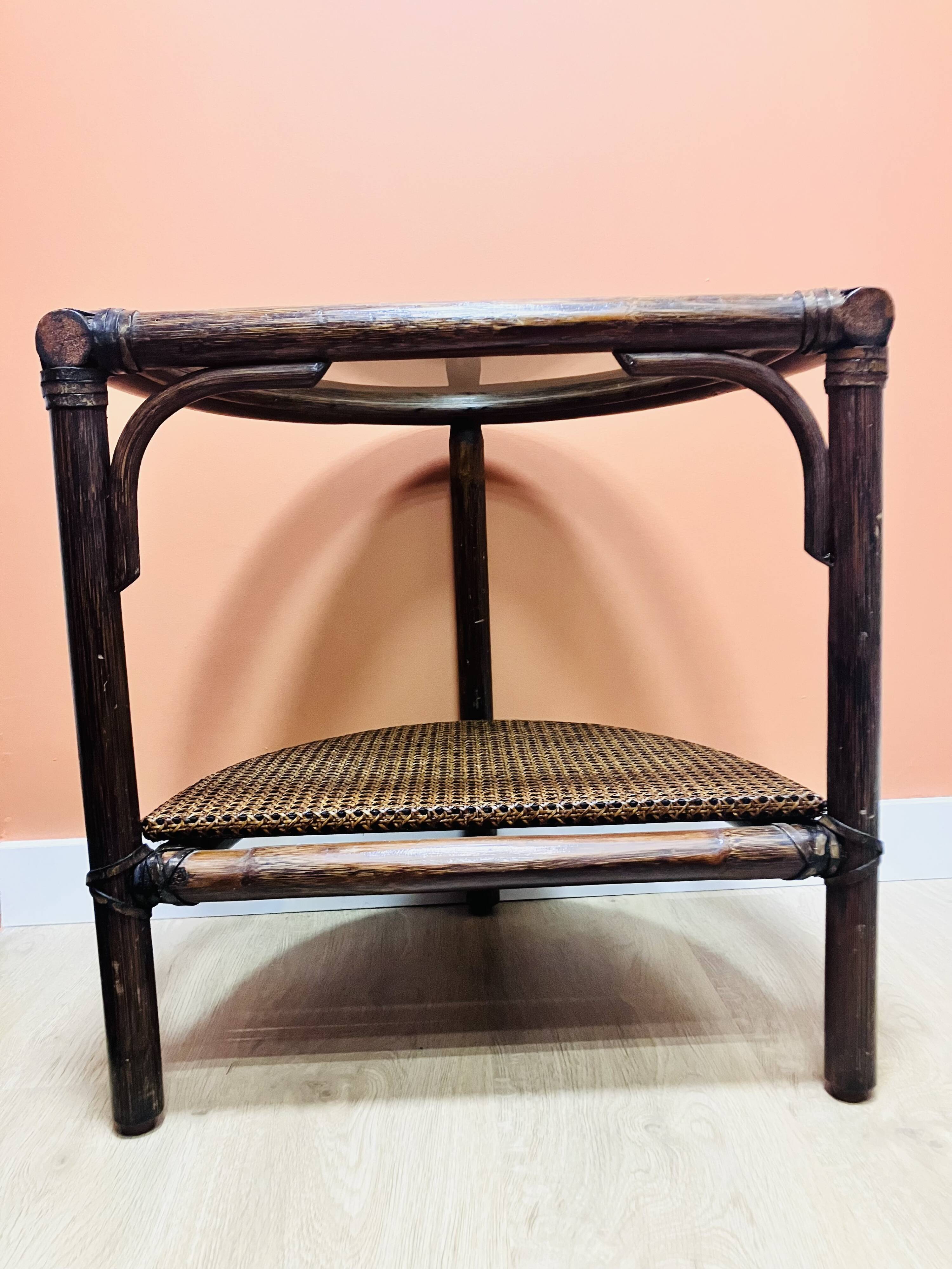 Side table / end table in rattan and caning