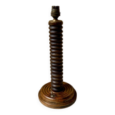 Wooden lamp base turned in the style of Charles Dudouyt, 1960s.