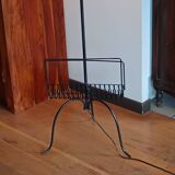 vintage wrought iron floor lamp with magazine rack 1960