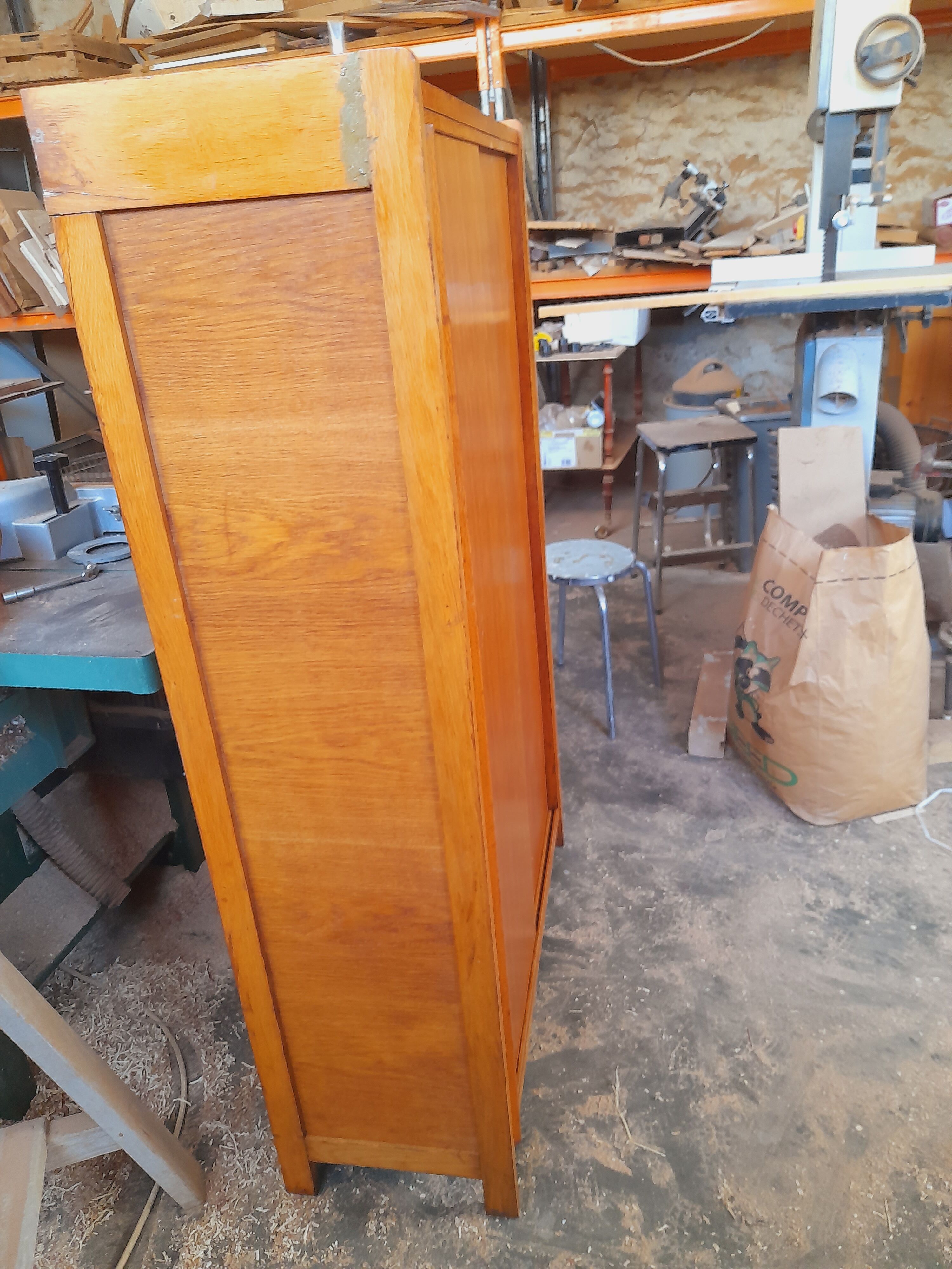 Vintage light sliding cabinet 50s