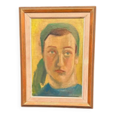Original Swedish Oil on Panel – "Portrait" by A.-S. Nilsson – Signed – Vintage and Framed – 44 × 32 cm (17.3" × 12.6")