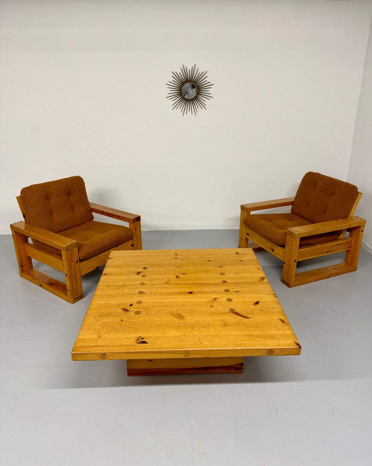 Set of 2 Swedish design pine armchairs by Roland Wilhelmsson, 1970s