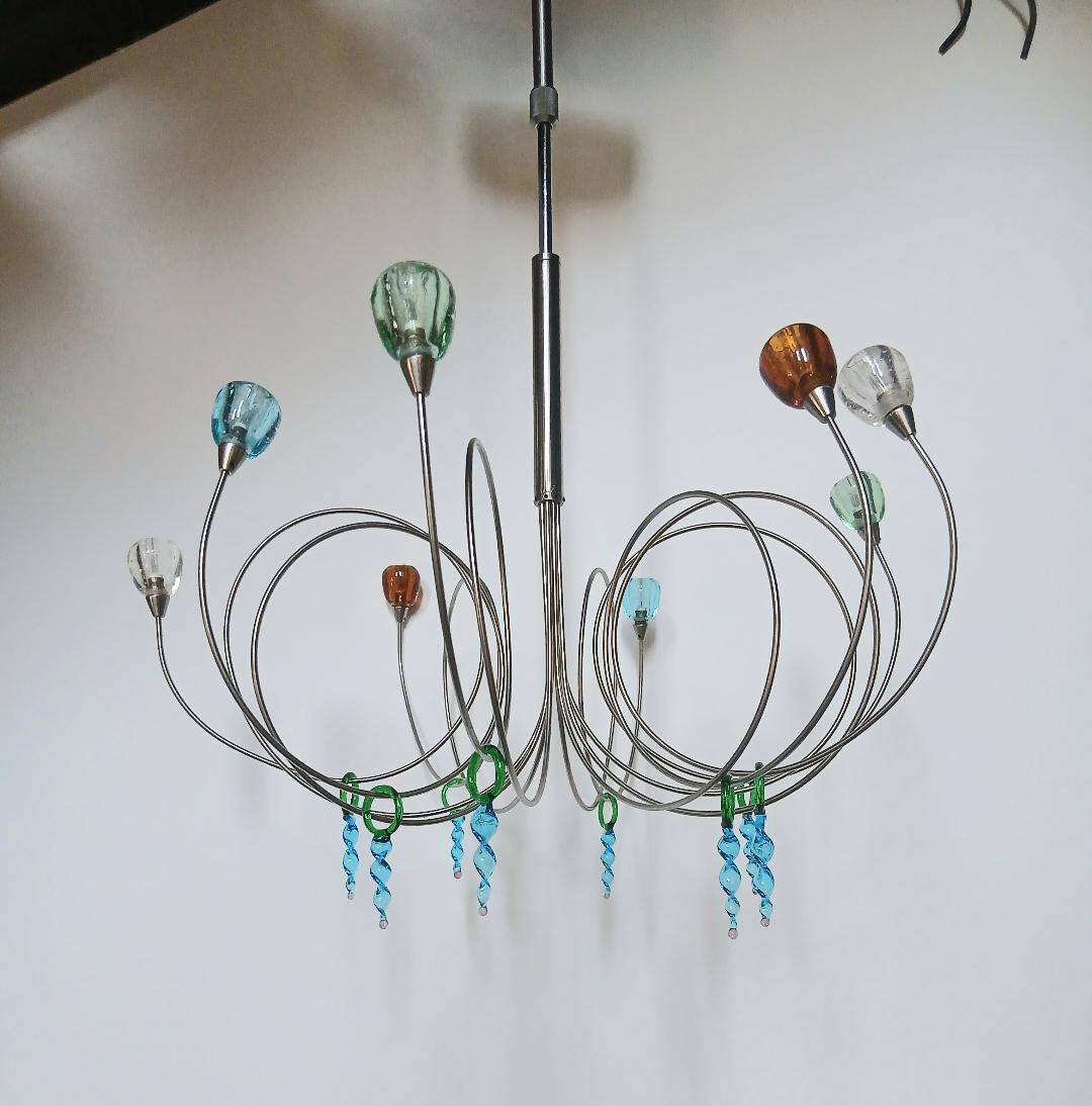 Lustre  plafonnier en verre multicolore Harco style Loor stawberry