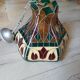 Vintage pendant light with multicoloured stained glass.