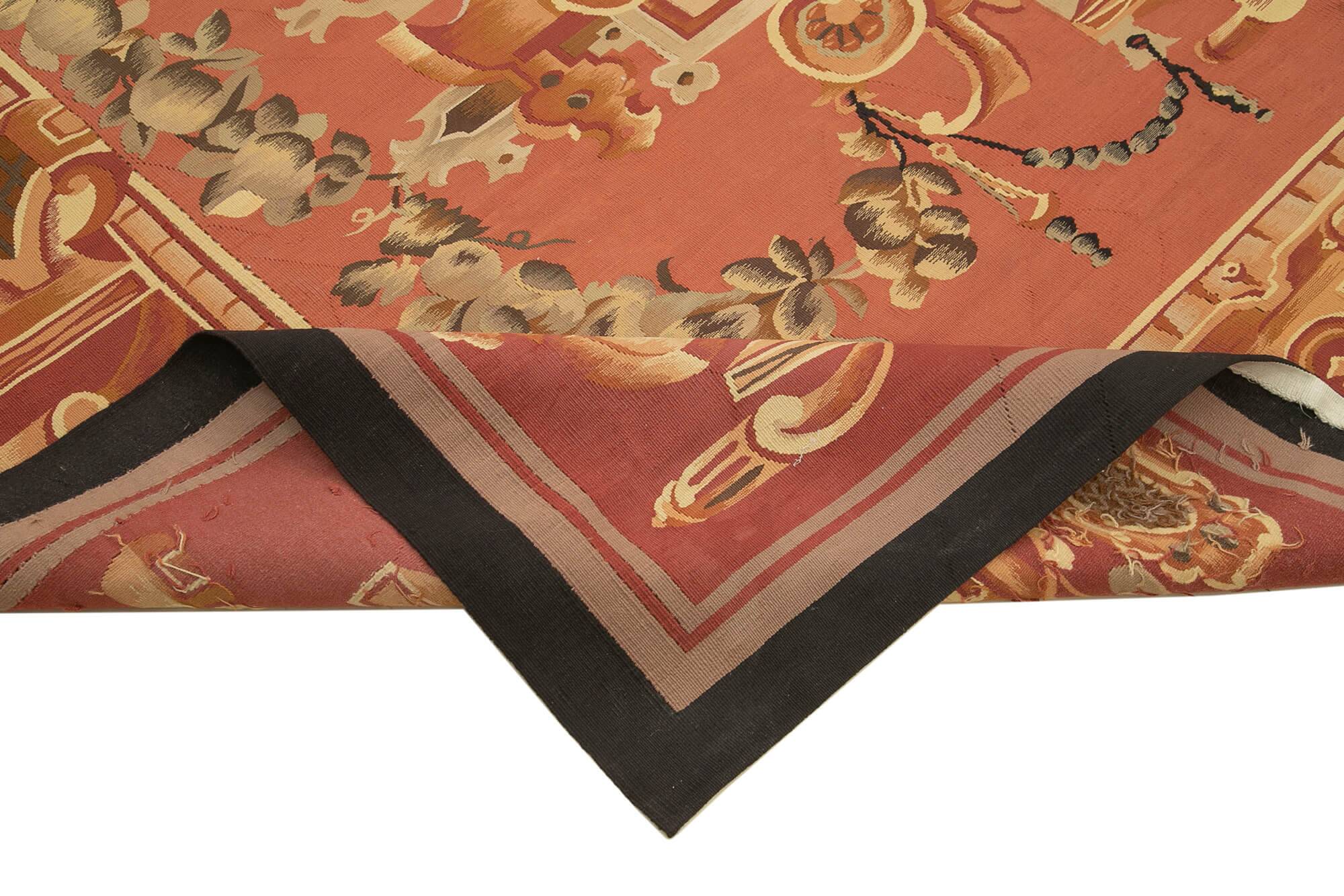 Handmade European Vintage Aubusson Kilim 303 cm x 331 cm