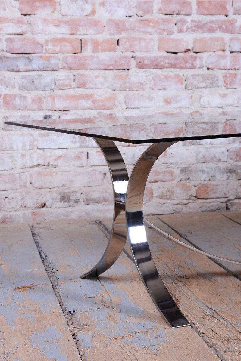 Mid-Century Modern Dining Table in Chrome and Glass by O. Borsani, 1960s