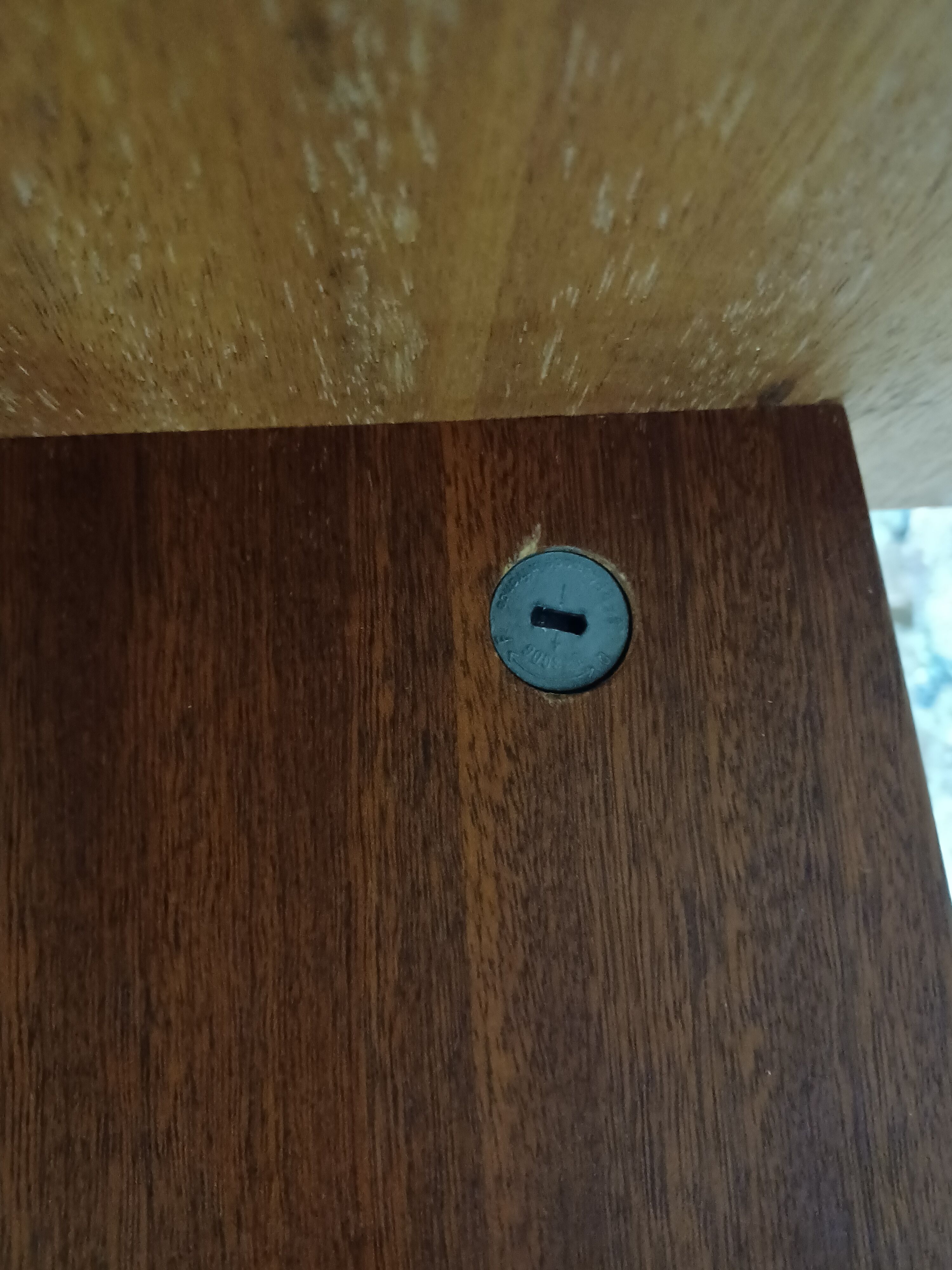 Retro design desk in veneer and brass 60s-70s