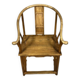 China 20th century: Horseshoe-shaped armchair in natural wood
