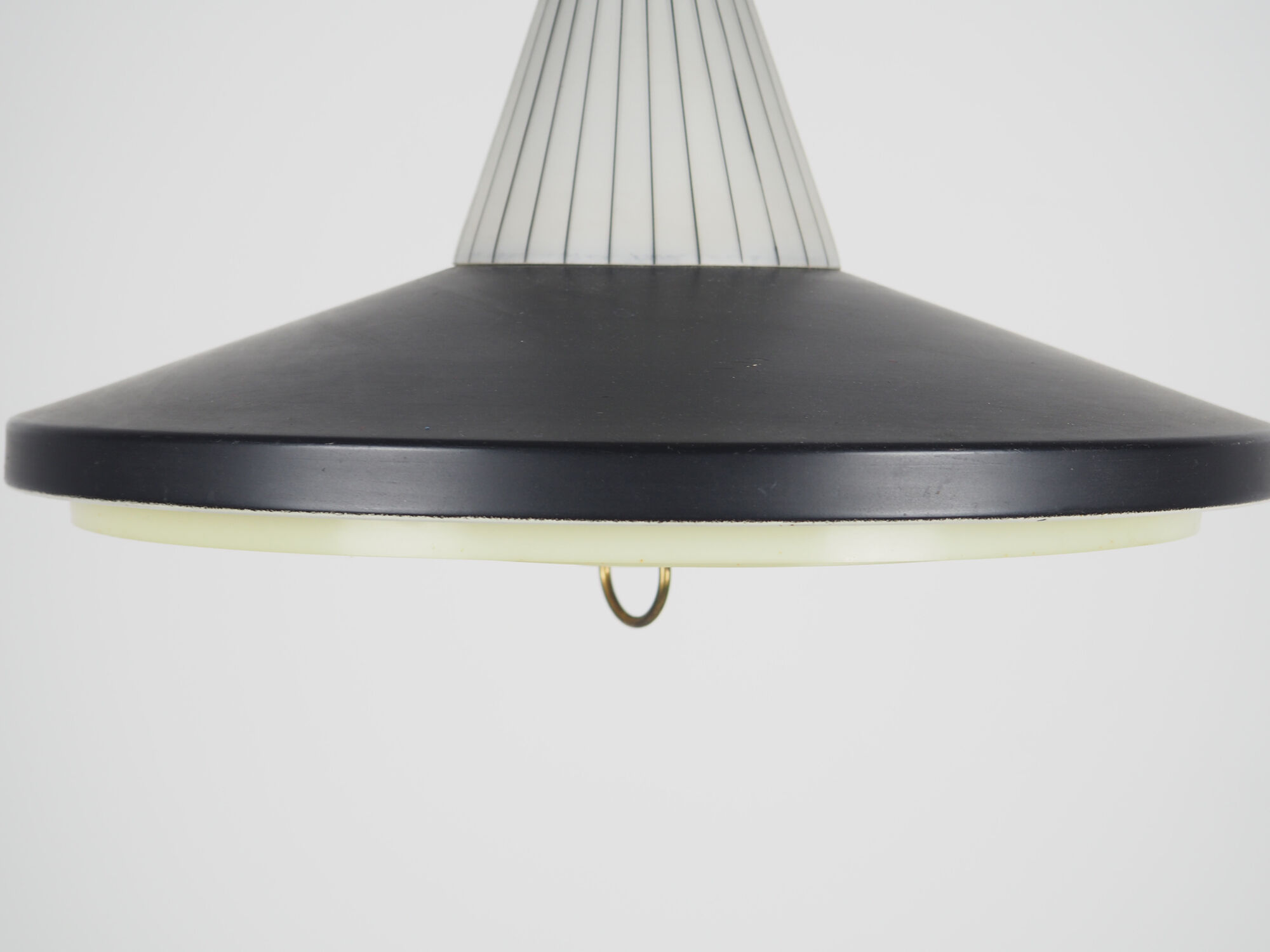 Mid-century Danish metal and glass hanging lamp