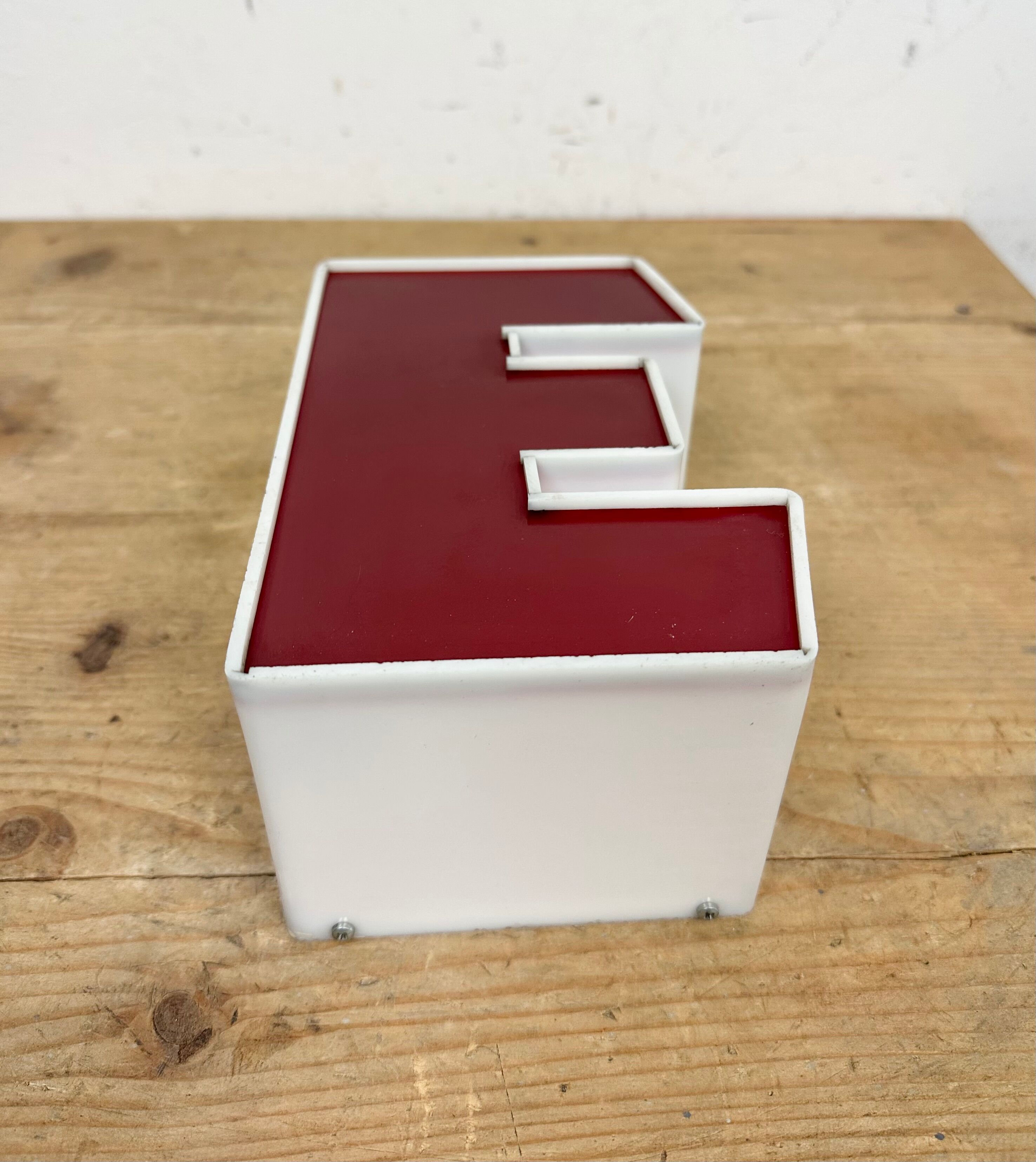 Vintage red facade letter e , 1970s