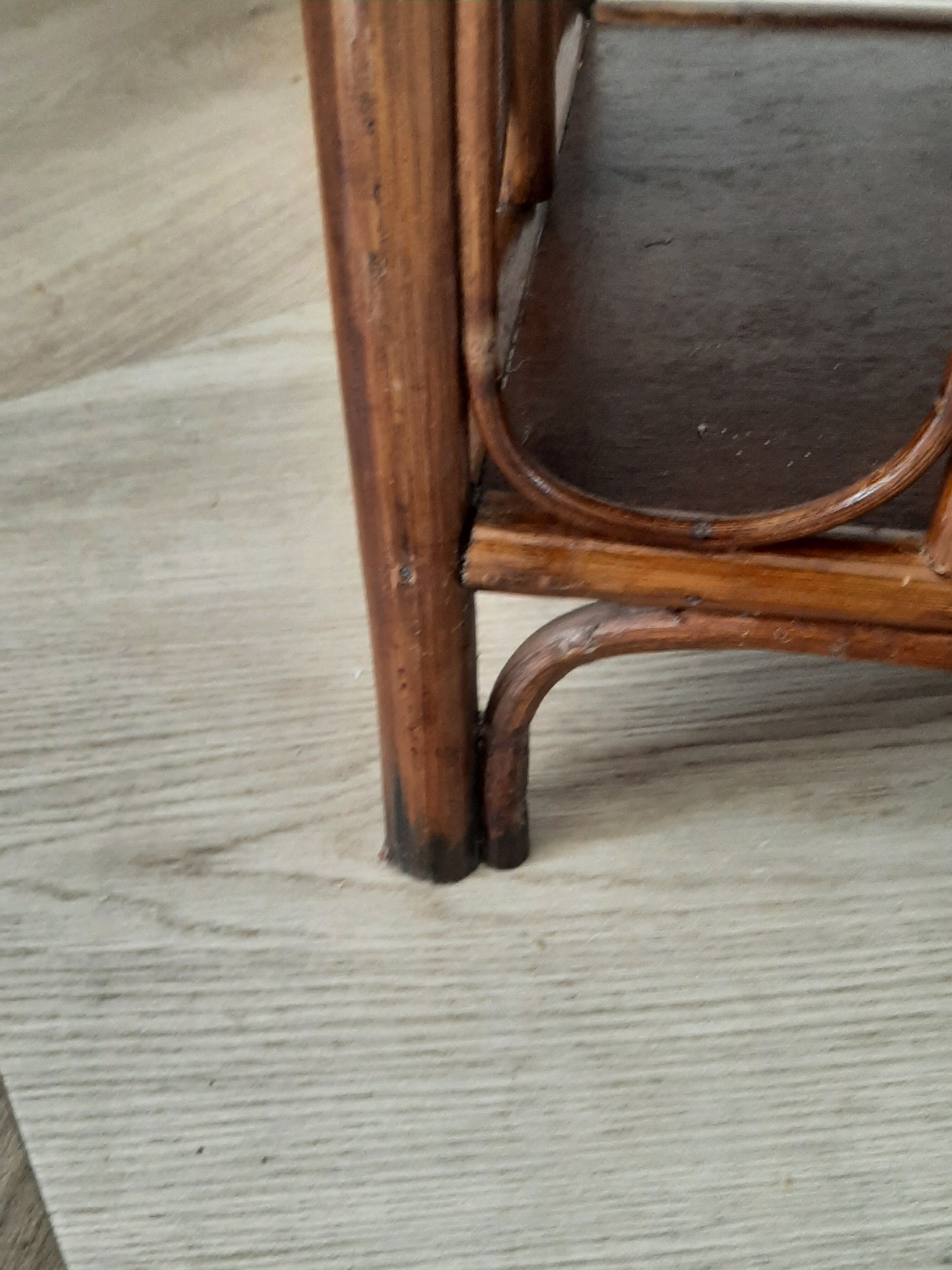 Vintage - set of 2 shelves of wooden floor, bamboo and rattan - 3 levels- retro 80s