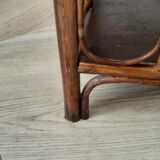 Vintage - set of 2 shelves of wooden floor, bamboo and rattan - 3 levels- retro 80s