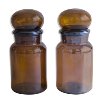 Pair of amber jars