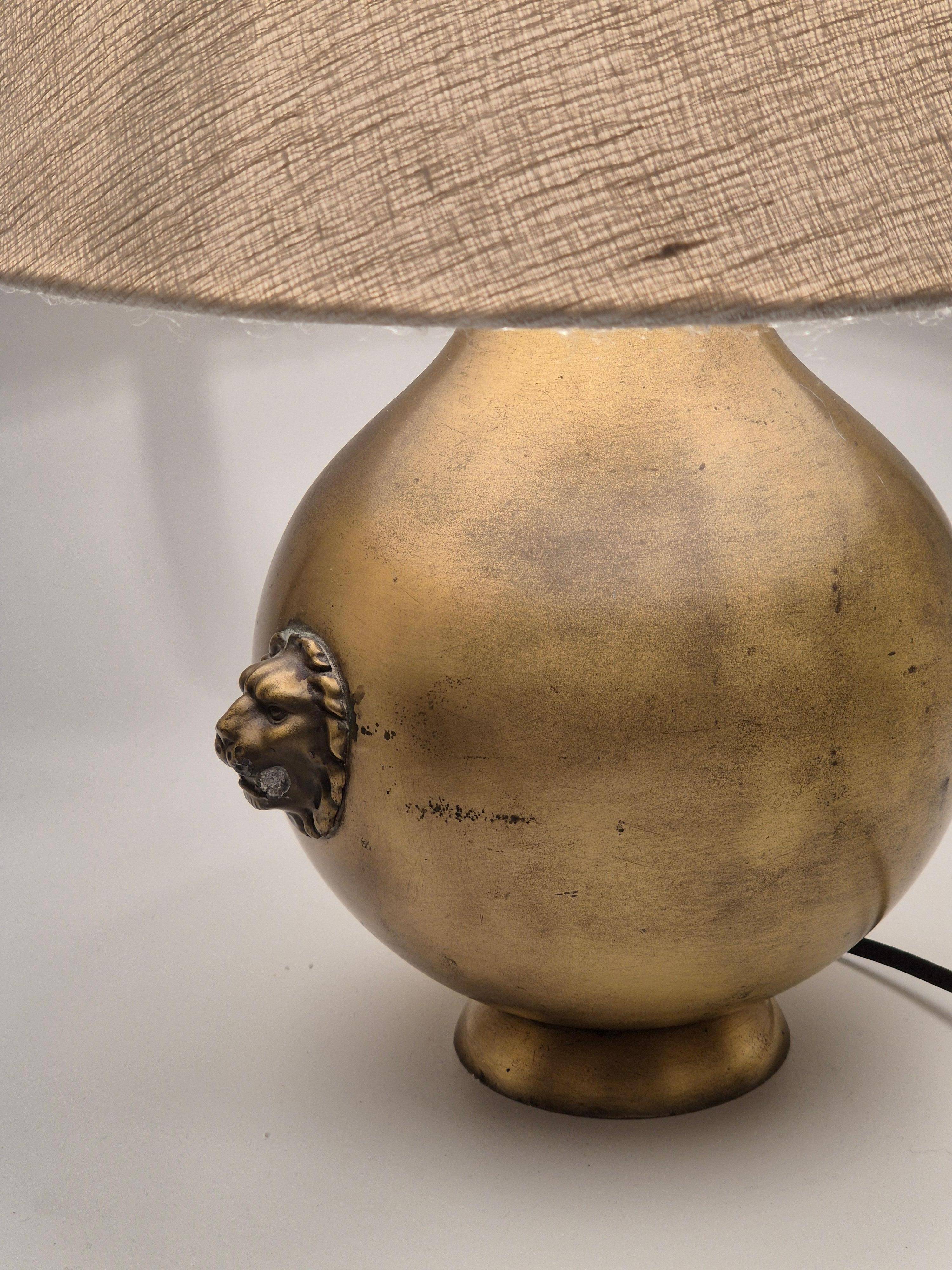 Table lamp in brass with lion decor, Swedish Grace 1920/30s