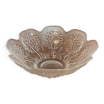 East German (GDR, probably Lausitzer) Crystal Glass Serving Bowl with Tree Motif