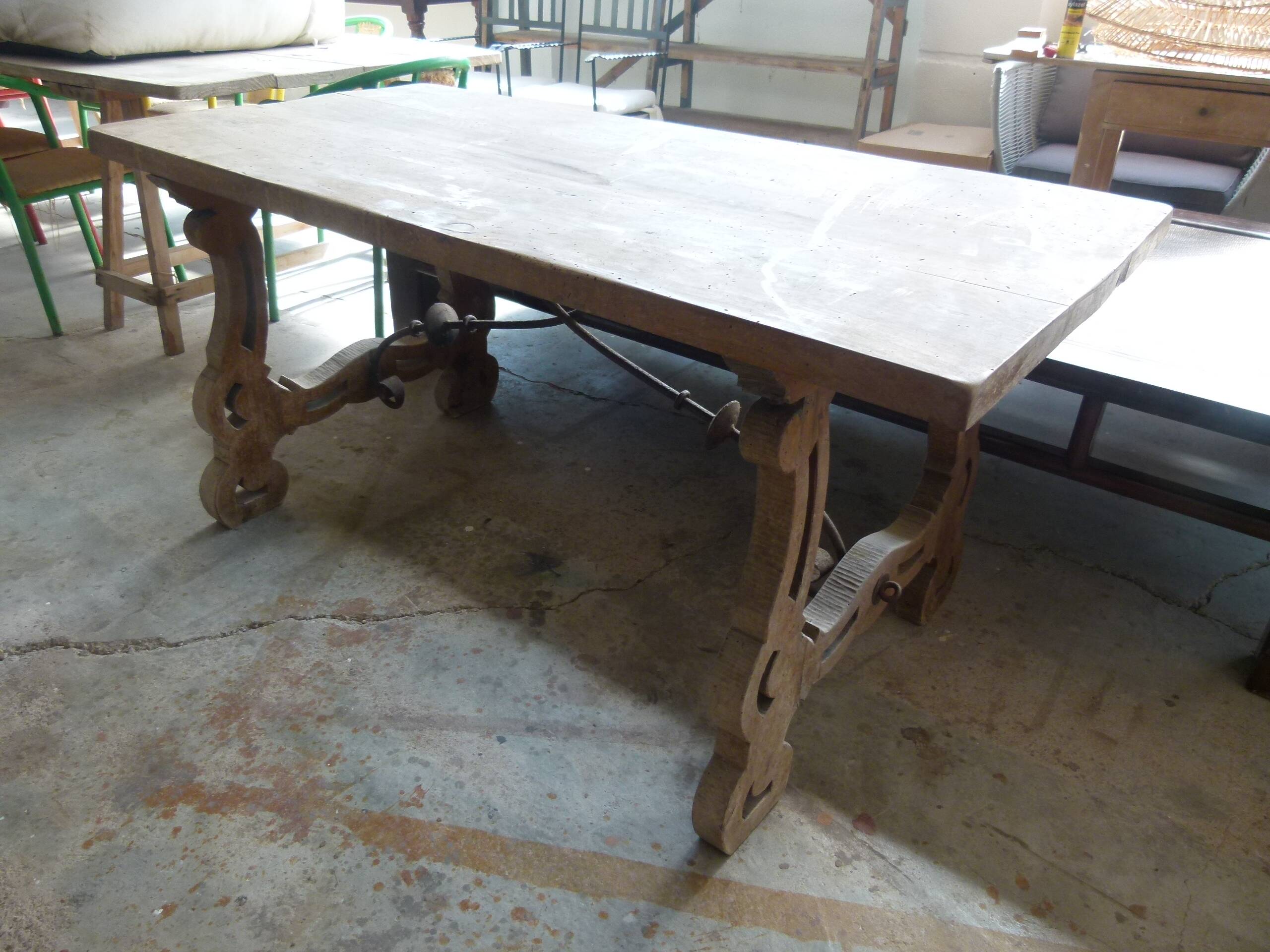 20th century solid wood farmhouse table