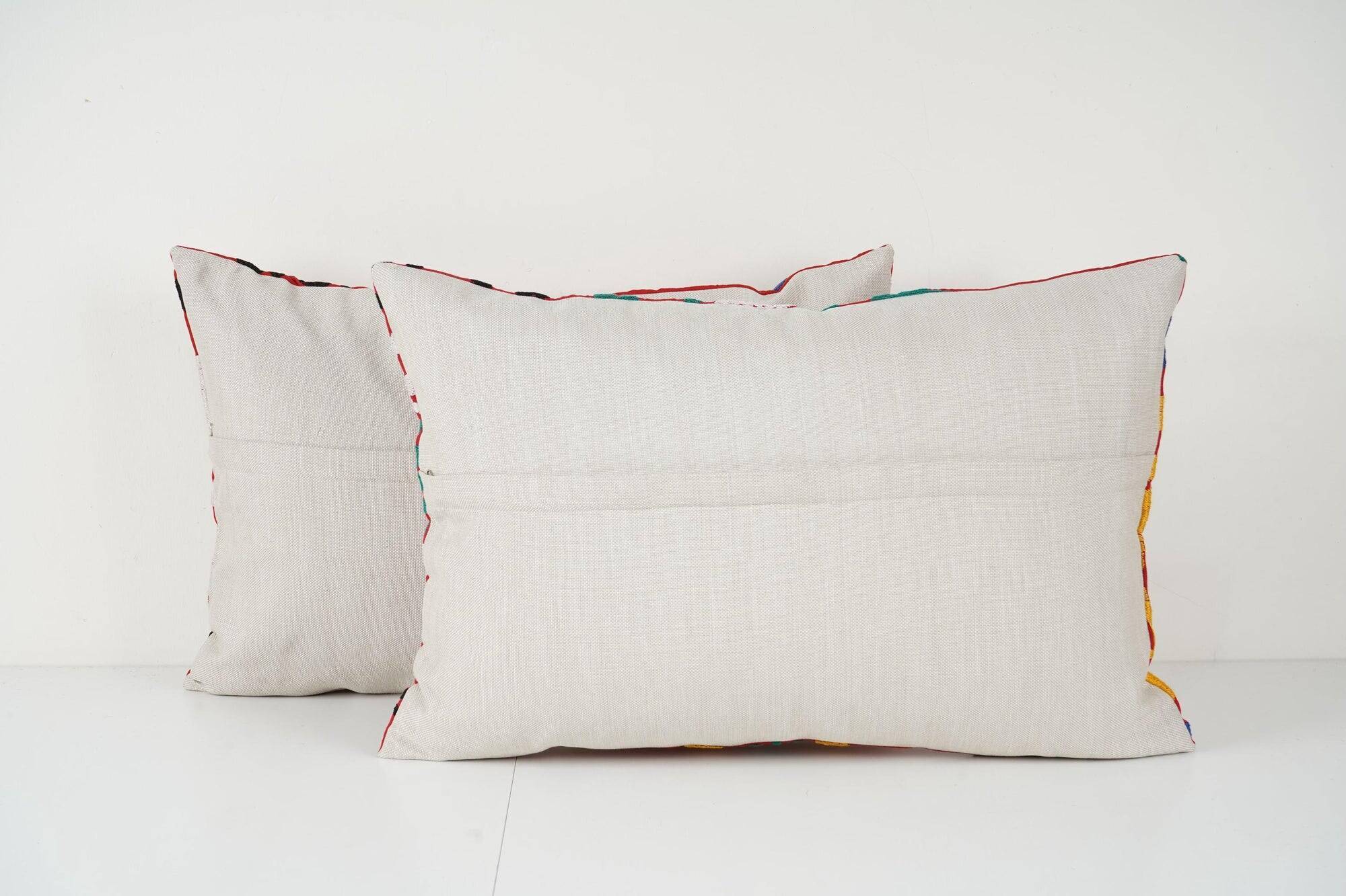Set of 2 vintage embroidered cushion covers 41x61 cm