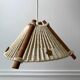 Scandinavian suspension lamp in wood and wool made in gdr 60s