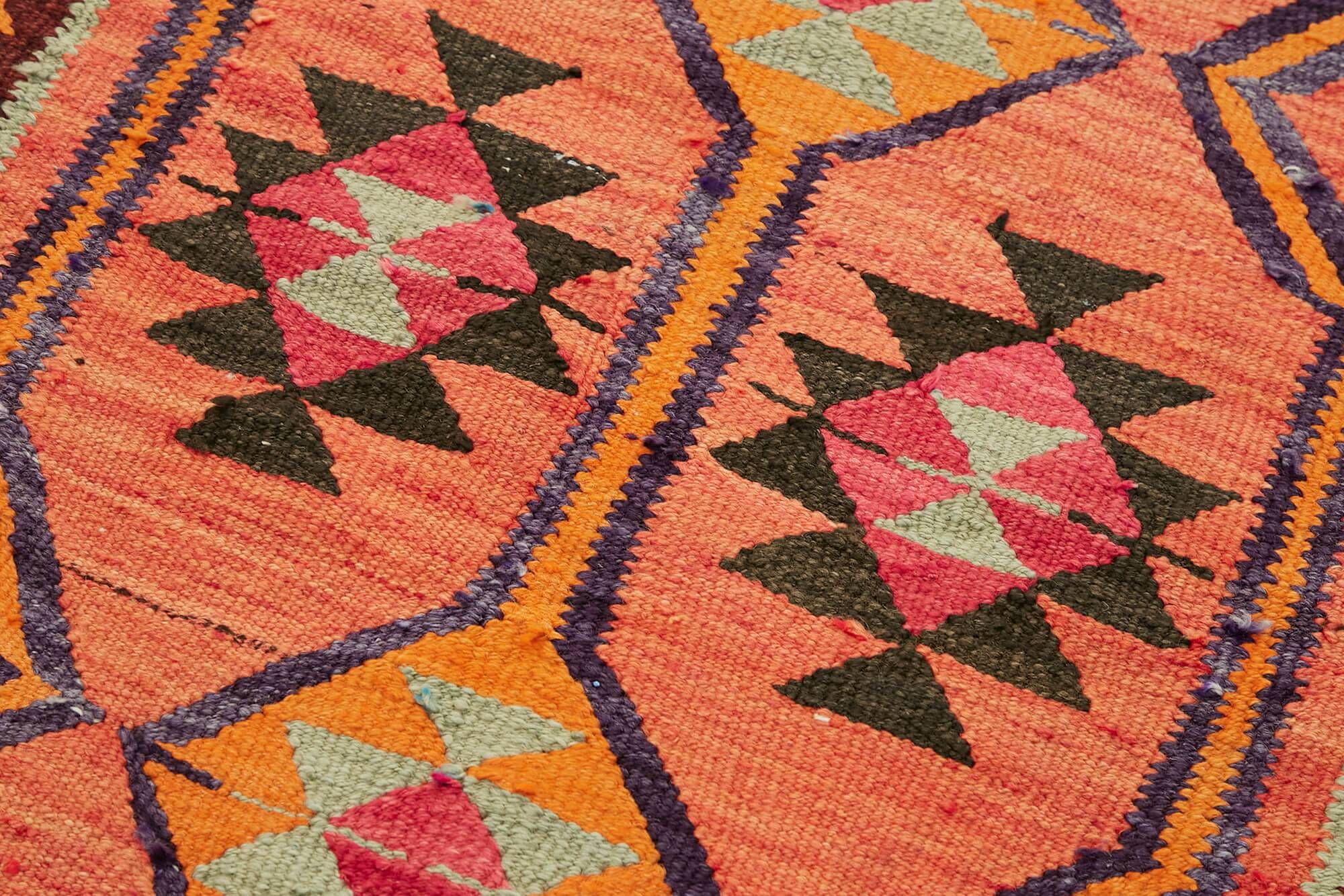 Turkish Handwoven Vintage Herki Kilim 95 cm x 326 cm