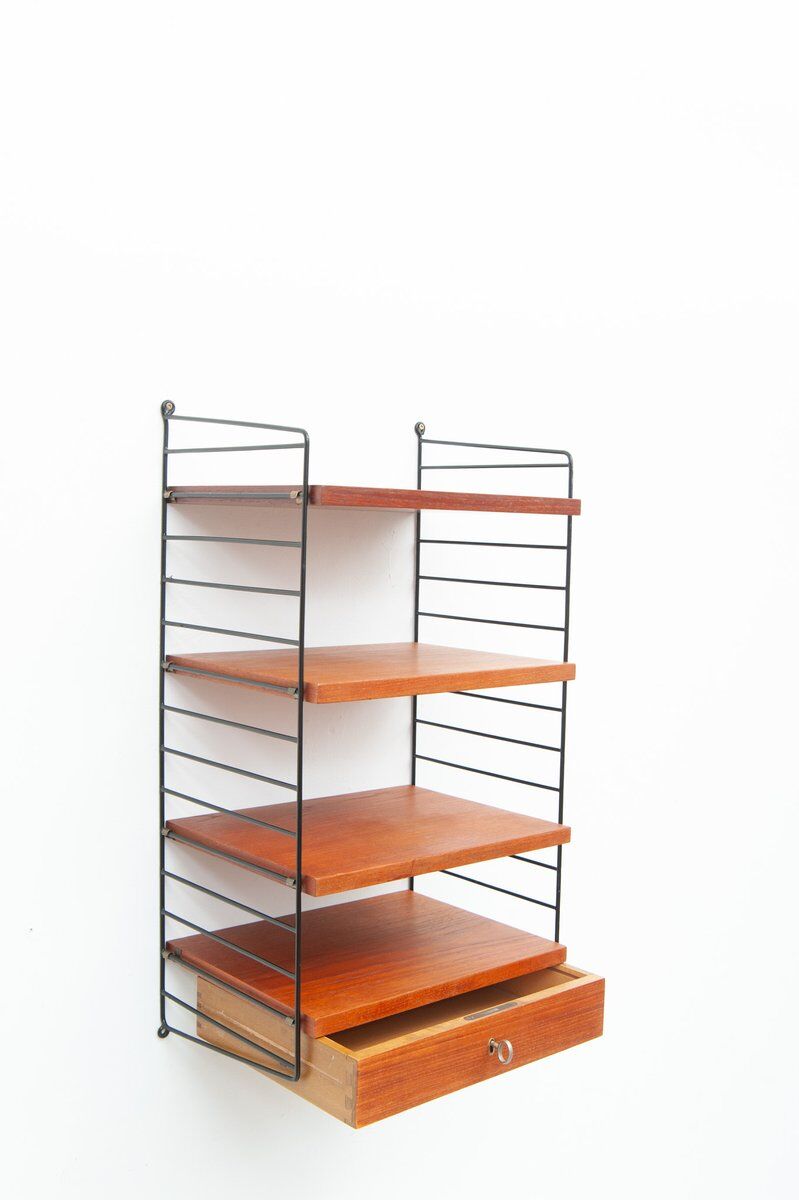 String wall shelf with drawer by Kajsa & Nisse Strinning, 1950s