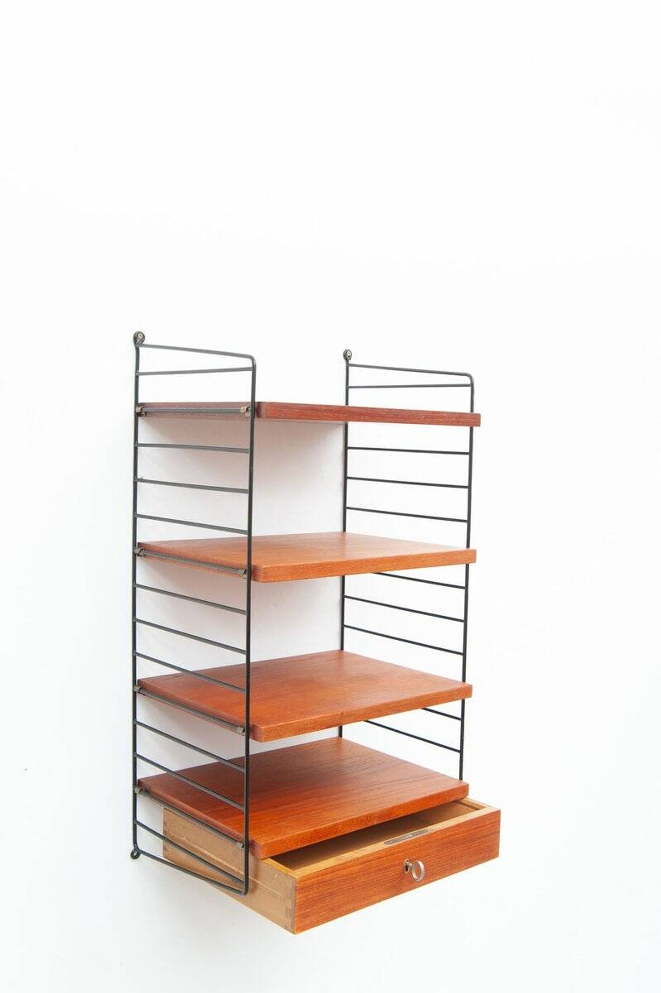 String wall shelf with drawer by Kajsa & Nisse Strinning, 1950s